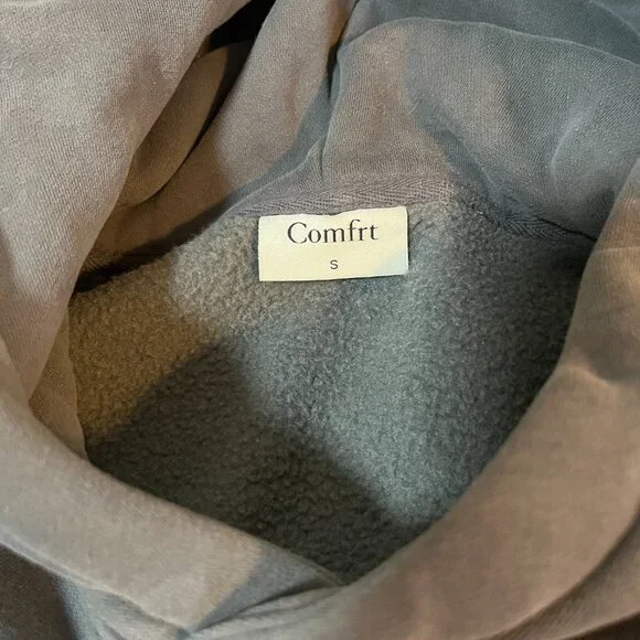 Comfrt Minimalist Hoodie Gray Size Small Oversized Sweatshirt Cozy Loungewear - Picture 3 of 11